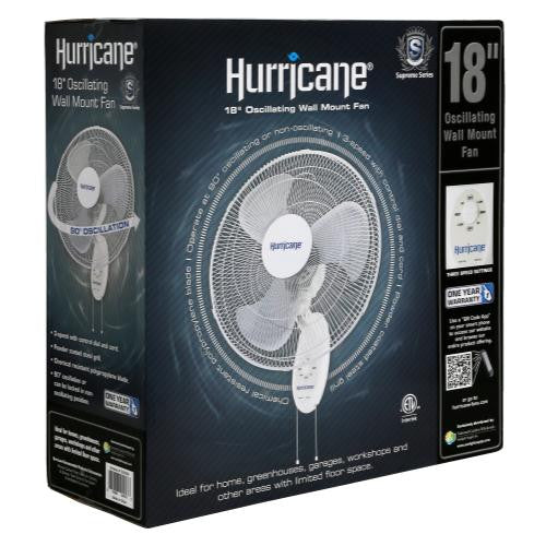 Hurricane Supreme 18-Inch Wall Mount Oscillating Fan - Hydro4Less